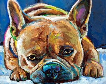 French Bulldog Art, Dog Art Canvas, Frenchie Painting, French Bulldog Gift, Dog Home Decor, French Bulldog Decor, Frenchie Wall Art, Dog Mom