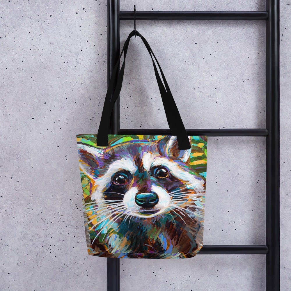 Women’s Raccoon Print Sling Bag – PU Leather, Water-Resistant, Adjustable Strap Crossbody Purse