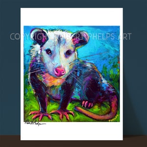 OPOSSUM ART PRINT, Opossum Painting, Possum Wall Art, Nocturnal Animals Art, Cute Oppossum prints, Opossom gifts, night animal art, opossums