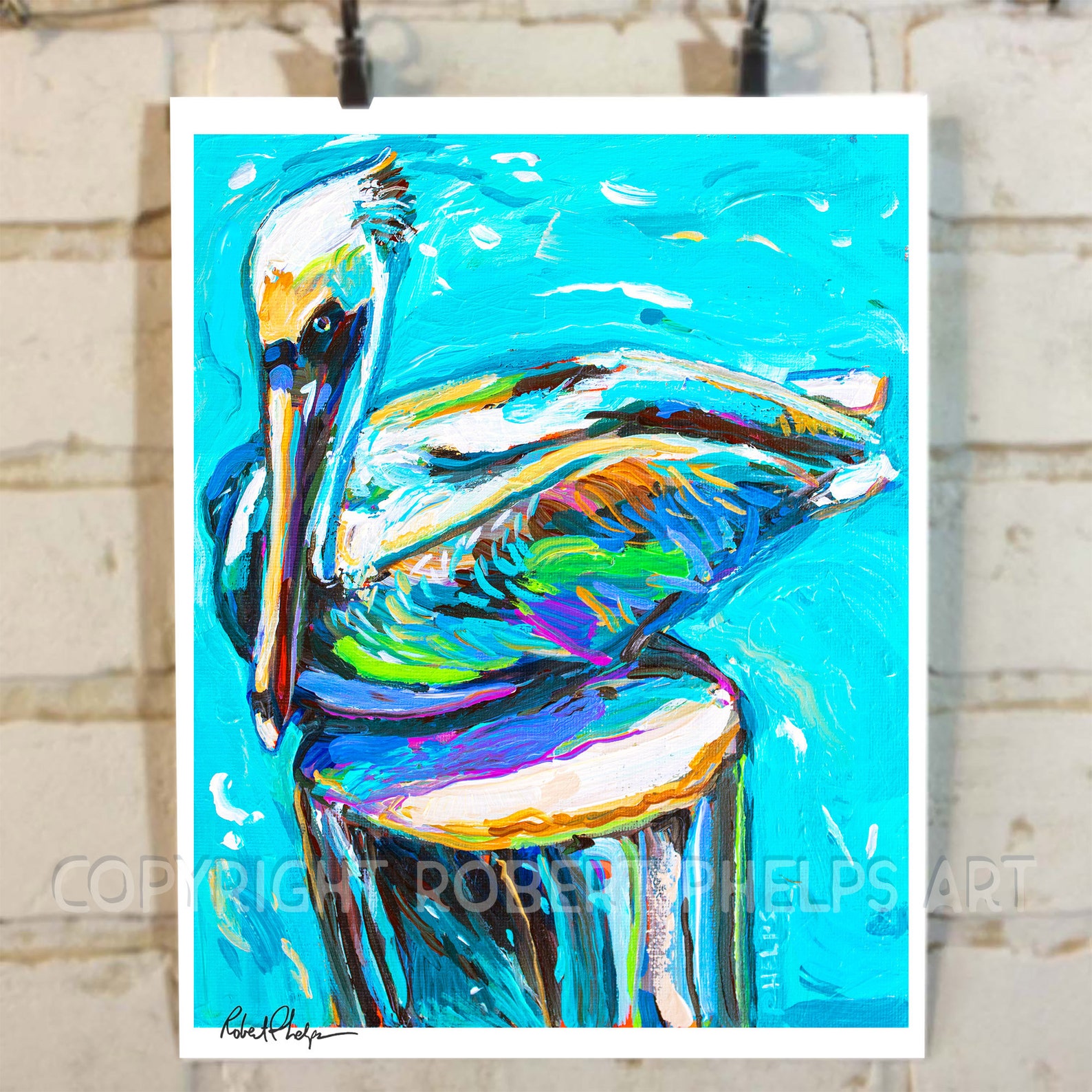 Pelican Art Print Pelican Painting Coastal Home Decor Beach Etsy