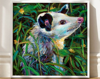 Fine Art Opossum Poster, Possum Painting, Opossumcore Art, Possumcore Decor, Opossum Wall Art, Gift for Possum Lovers, Possum Birthday Gifts