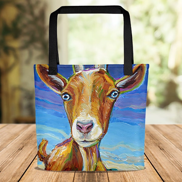 Cute Farm Goat Tote bag, Goat Art Carryall Bag for Animal Lover, Farm Goat Tote Bag, Totes McGoats, Goat Lover Christmas Gift, Capricorn Bag
