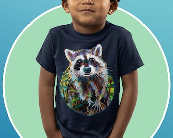 Kids Raccoon Shirt, Youth Short Sleeve T-Shirt, Kids Raccoon Crewneck, Raccoon birthday gifts, Cute Summer Shirts for Kids, Raccoon Kids Tee