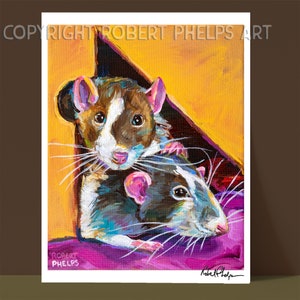 Whimsical Rat Wall Art Print - Vibrant Fine Art Print for Rat Enthusiasts, Gift for Rat Lover, Rat Home Decor, Nursery Wall Animal Art Print