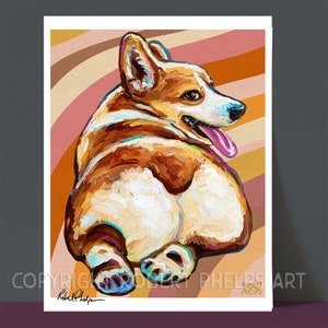 Corgi Butt Art Print, Nostalgic Decor, 70s Aesthetic Print, Aura Art Print, Cute Corgi Wall Art, Welsh Pembroke Print, Corgi Home Decor, Dog