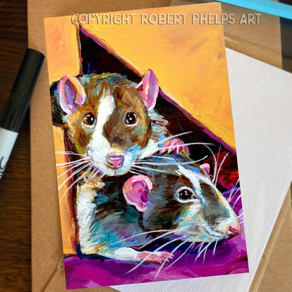 Cute Rat Wall Art Print, Gift for Rat Lover, Rat Home Decor, Colorful Rat Illustration, Rat Owner Gift, Fancy Rat Lover Gift, Rodent Prints