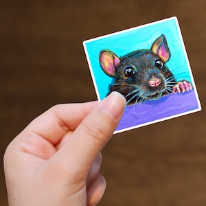 Cute Rat Sticker, Rat Lover Stocking Stuffer Gift Idea, Cute Animal Hydroflask and Laptop Decal, Vibrant Rat Artwork, Colorful Rat Stickers