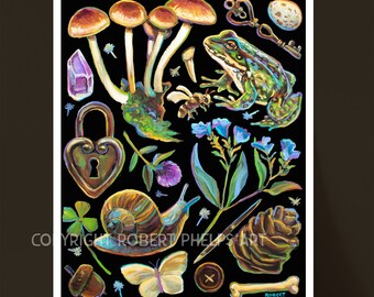 Goblincore Art Print, Witchy Wall Art Print, Goblincore Wall Art, Dark Cottagecore, Frogcore Artprint, CottageCore Prints, Spooky Forest Art