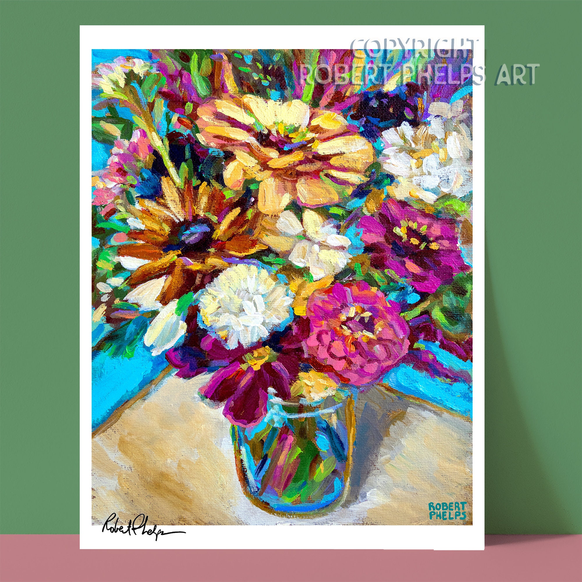 Country Flowers Art Print, Rustic Floral Wall Art, Farmhouse