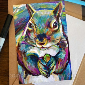 Colorful Squirrel Art Mini Print; 4 x 6 Cute Squirrel Wall Art Art for Nursery, Gifts for Animal Lover, Squirrel Mom Gift, Squirrel Painting