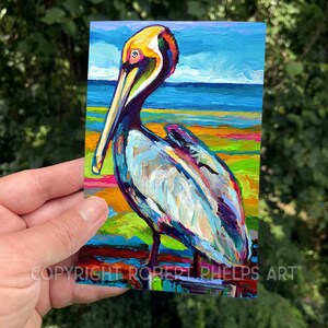 Fine Art. 4x6 Tropical Pelican Art, Bird Art Mini Print, Coastal Wall ...