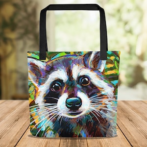 Raccoon Tote bag, Raccoon Market Bag, Raccoon Lover Gift, Cute Racoon Birthday gift, Reusable Grocery Bag, Cute Animal Decor, Opossum Decor