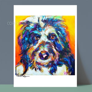 AUSSIEDOODLE Pet Portrait ART PRINT; Wall Art Ideas, Poodle, Australian Shepherd, Pet Portrait, Home Decor, Custom pet portrait, Wall Art