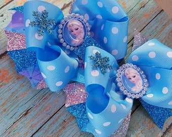 Elsa Blue bow on nylon or clip