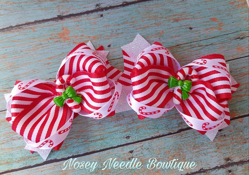 Candy Cane Hair Bow Candy Cane Hair Bows Candy Cane Hair Etsy