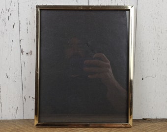 Vintage Empty Picture Frame for 8x10 Image Gold Brass Metal w/ Glass Old Hollywood Regency Victorian Style Decor Free Standing Photo Montage