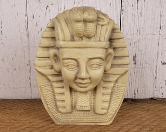 Vintage Egyptian Pharaoh Statue Ceramic Tutankhamun Bust Figurine Ancient Egypt Replica Statuette Collectible Decor Retro Decorative Figure