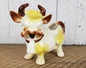 Vintage Cow Shaped Ceramic Creamer Pitcher Milk Jug Cream Jar Farmhouse Decor Farm Animal Novelty Tea Party Modern Mid Century Bohemian Pot