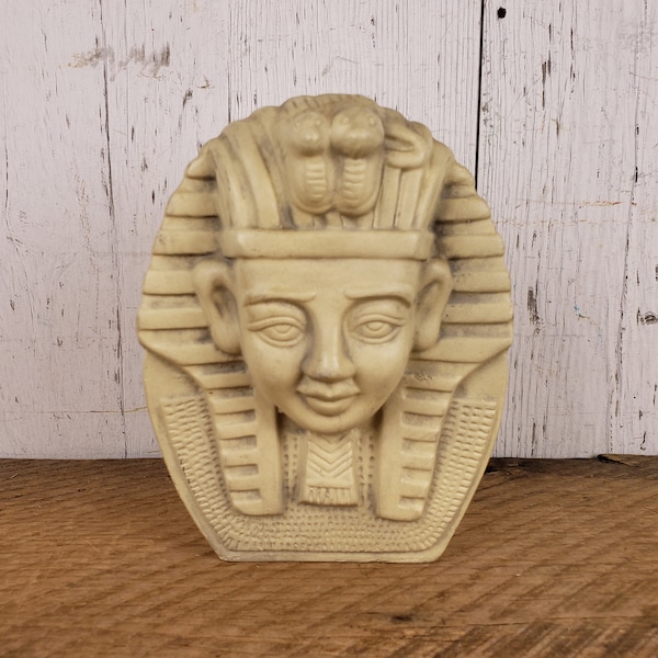 Vintage Egyptian Pharaoh Statue Ceramic Tutankhamun Bust Figurine Ancient Egypt Replica Statuette Collectible Decor Retro Decorative Figure