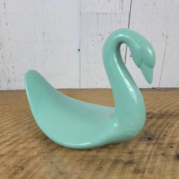 Vintage Green Ceramic Swan Trinket Dish Rolled Towel Holder Bird Soap Dish Bathroom Display Washroom Counter Decor Country Farmhouse Kitchen