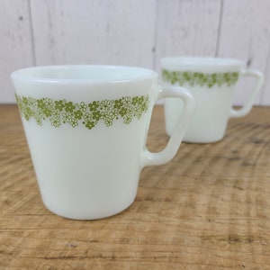 Pyrex Coffee Cups, Set of 2, Spring Blossom, Milk Glass Cups