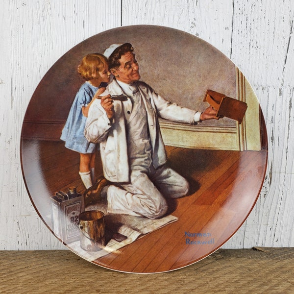 Vintage The Painter by Norman Rockwell Decorative Plate 1983 Limited Edition Collectible Wall Hanging Decor Painting Reproduction Retro