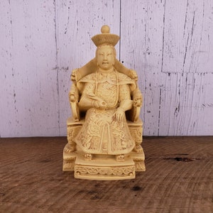 Vintage Chinese Empress Statue Hand Carved Resin Italy Heavy Figure Chinoiserie China Royal Statuette Detailed Sculpture Italian Artwork