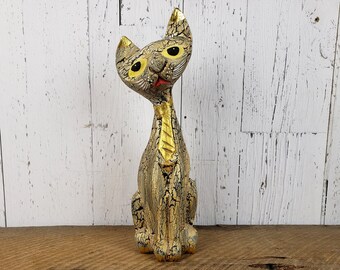 Statue De Chat Bois Etsy