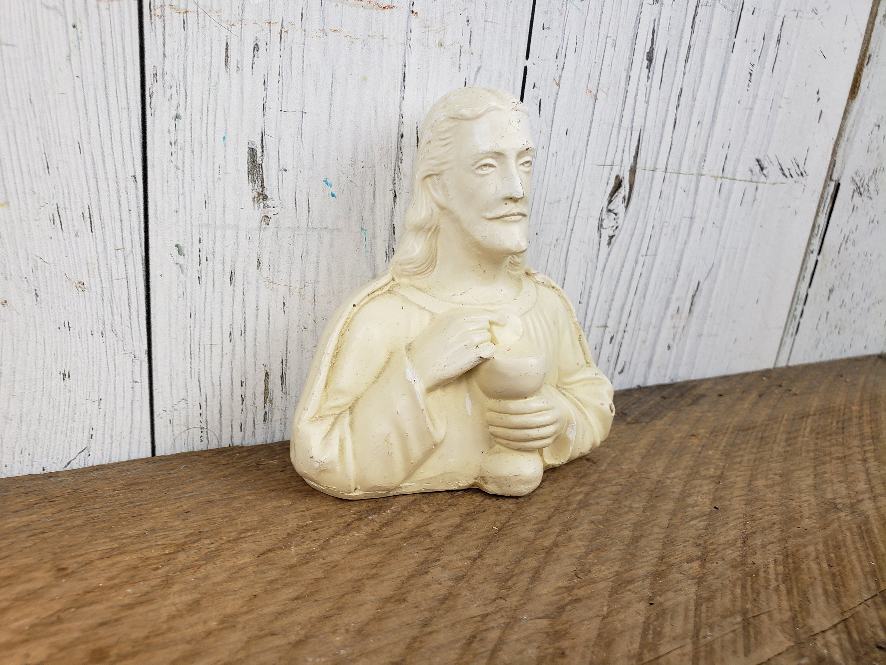 Vintage Jesus Christ Statue Chalkware Figure 4 Plaster Statue Christ