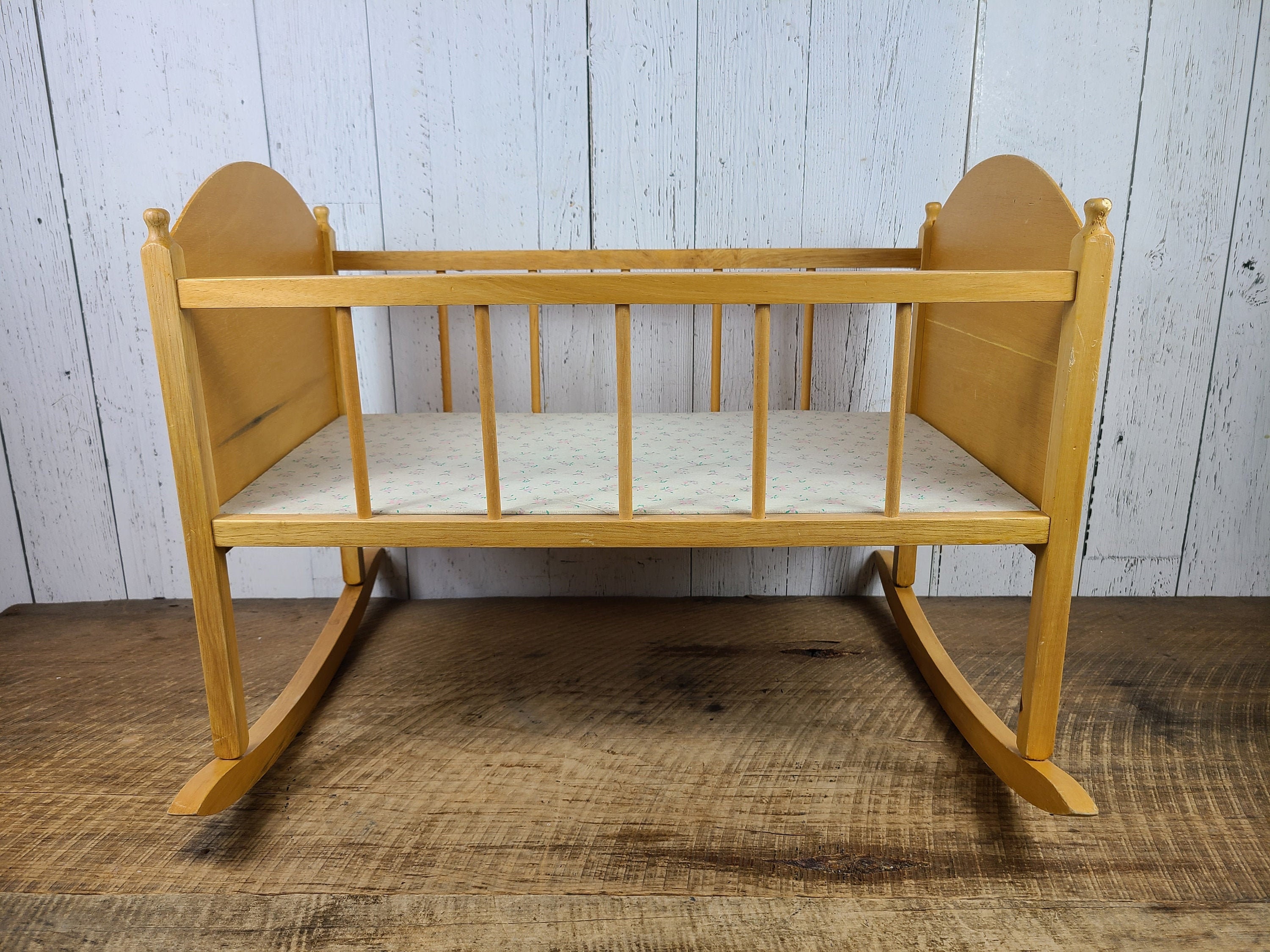 Farmhouse Country Pine Antique Primitive Rocking Baby Cradle