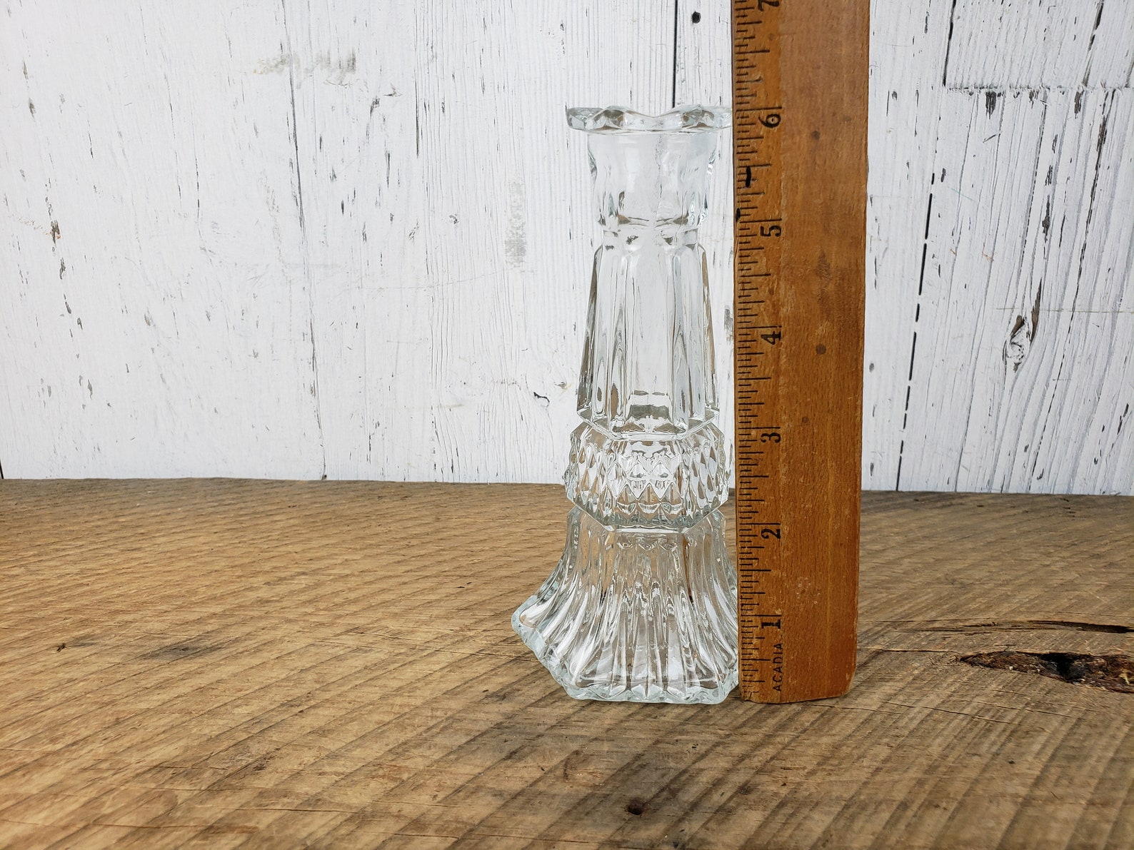 Vintage Small Fluted Bud Vase 6 Clear Pressed Glass Etsy