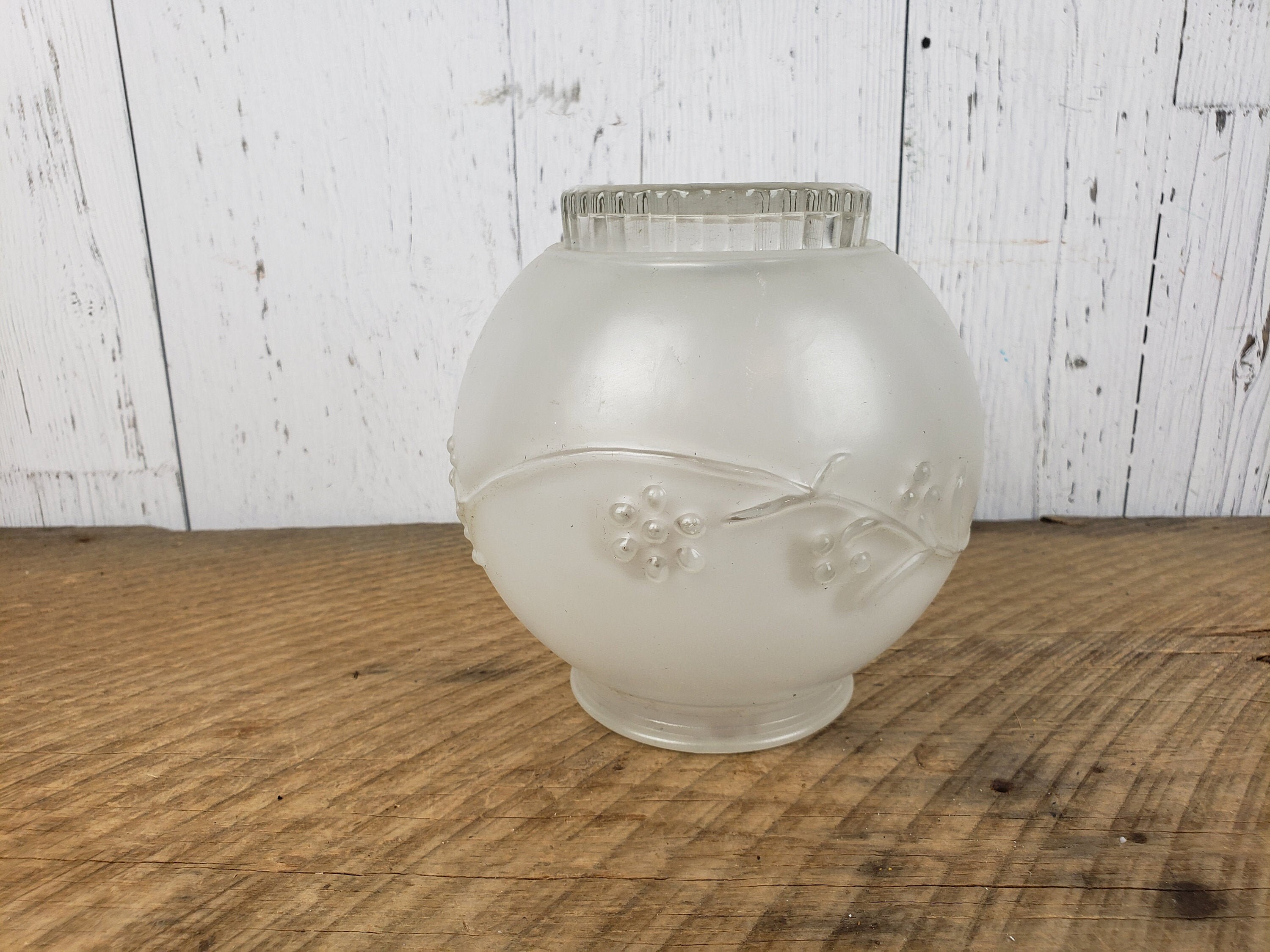 Vintage Frosted Glass Light Fixture Replacement Globe Round Etsy