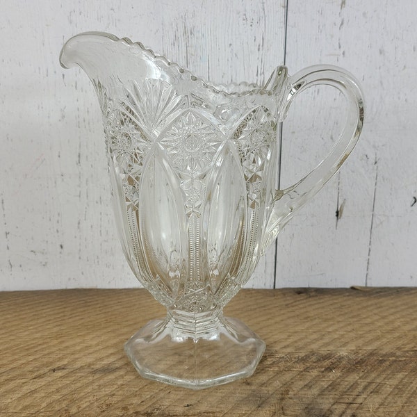 Footed Glass Pitcher Etsy