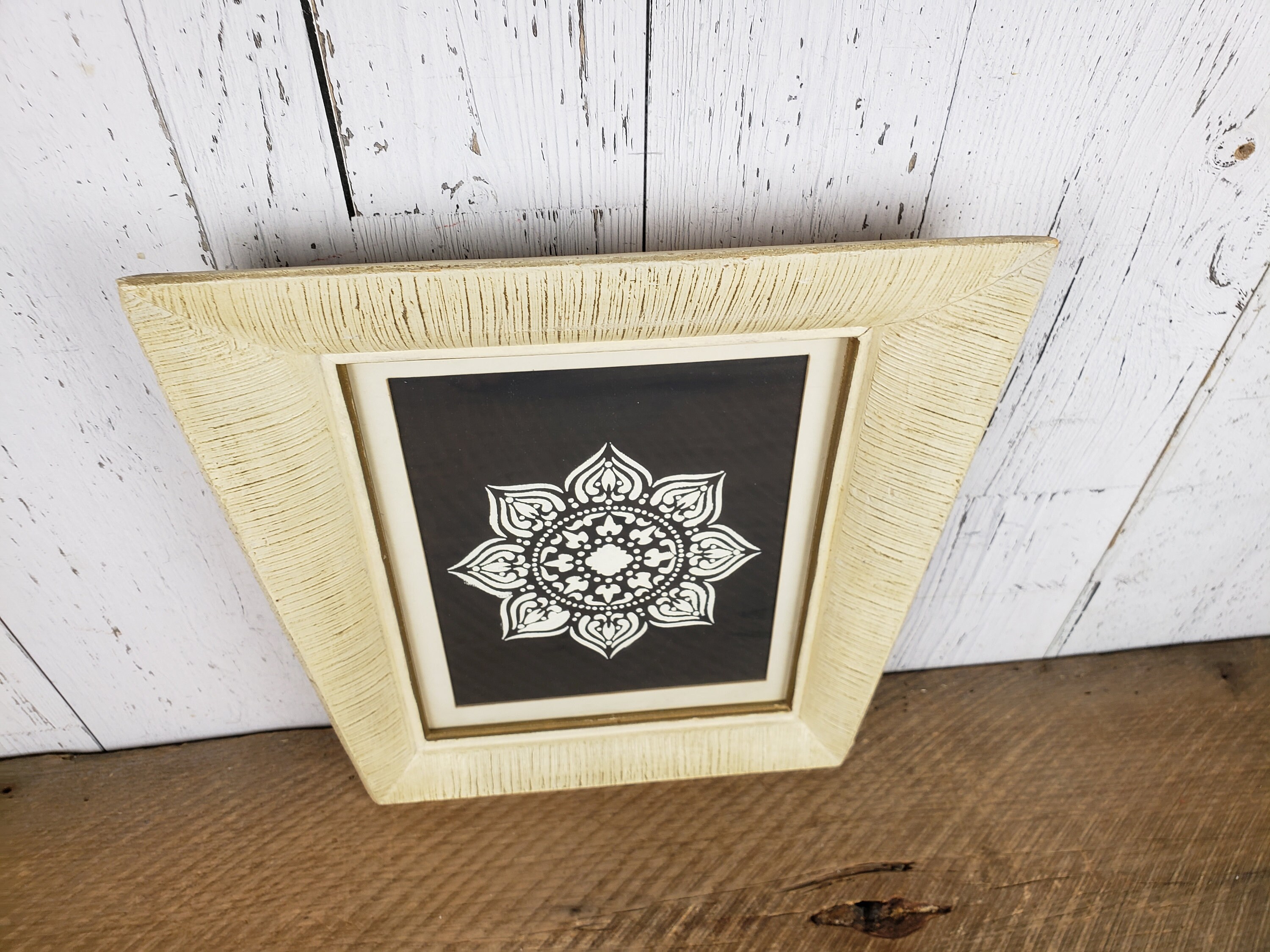 Vintage Wood Framed Mandala Wall Hanging Beige Wooden Frame w/ Etsy