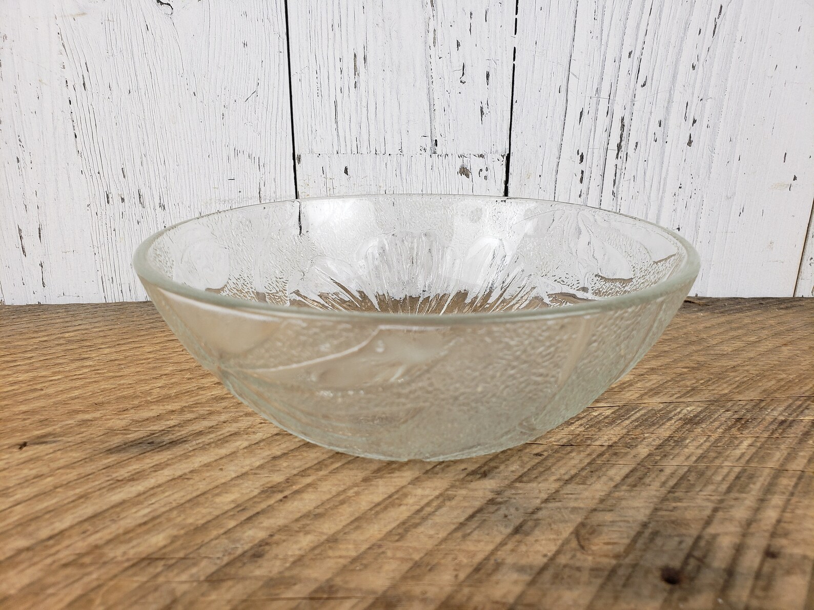 Vintage Floral Cereal Bowl Pressed Glass Flower Pattern Etsy