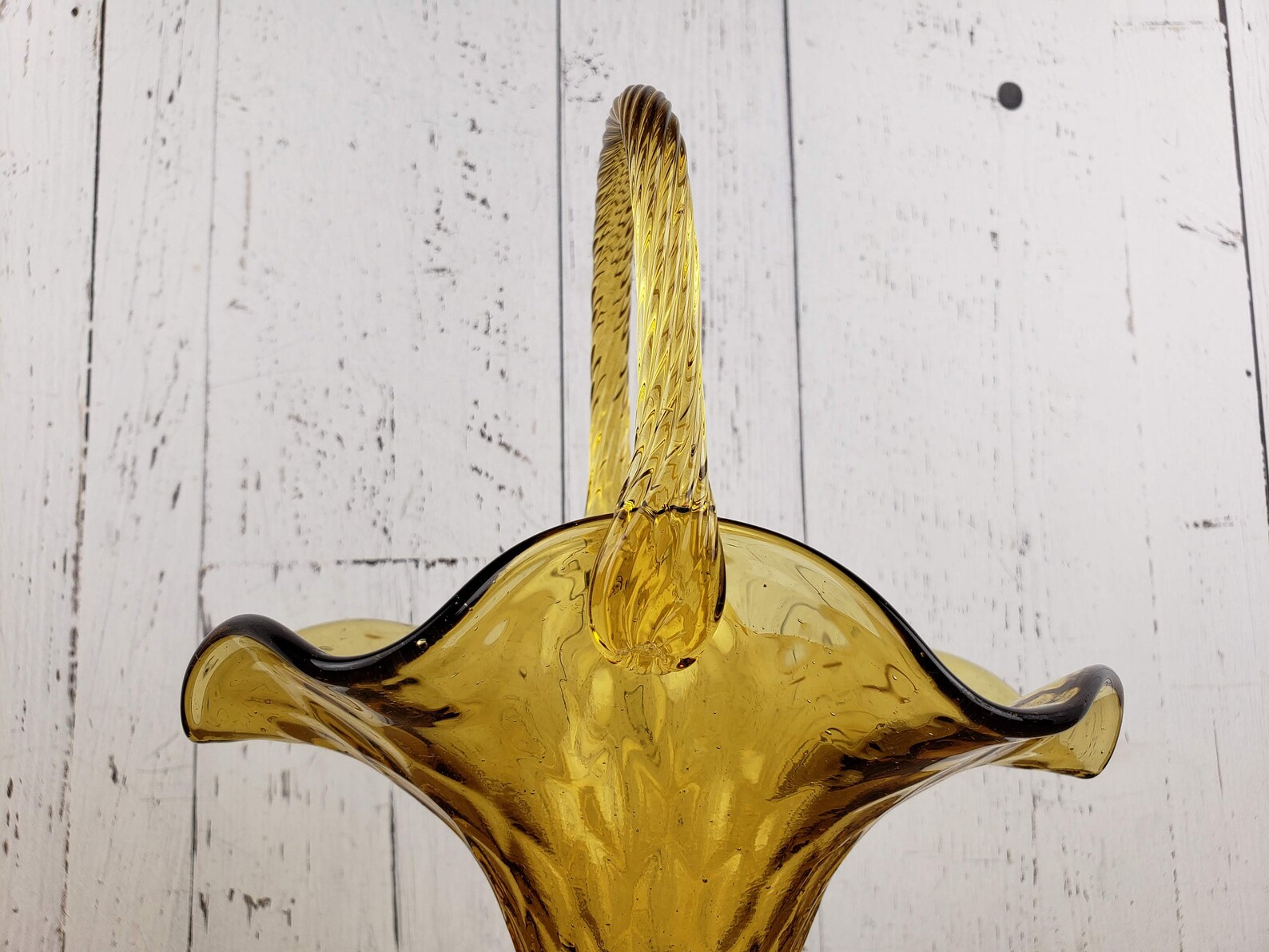 Vintage Hand Blown Glass Basket Shaped Trinket Dish Footed Etsy