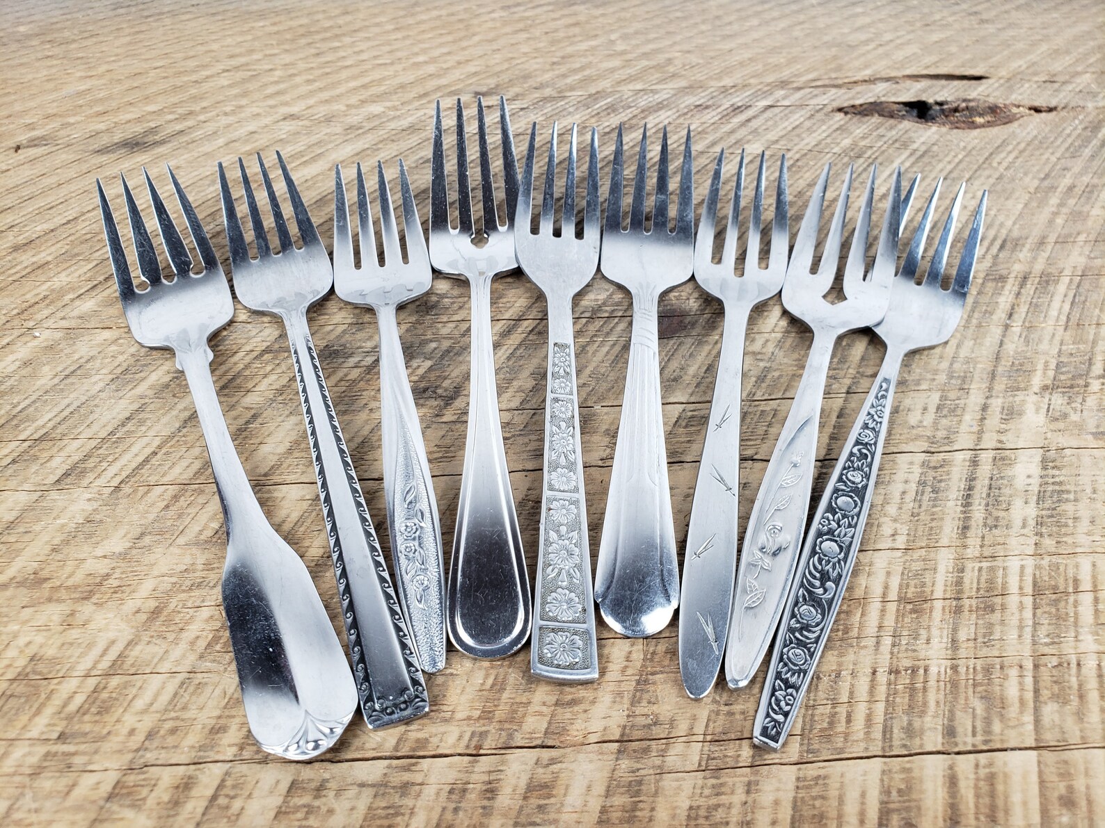 Vintage Salad Forks Set of 8 Mismatched Flatware Mix of Floral Etsy