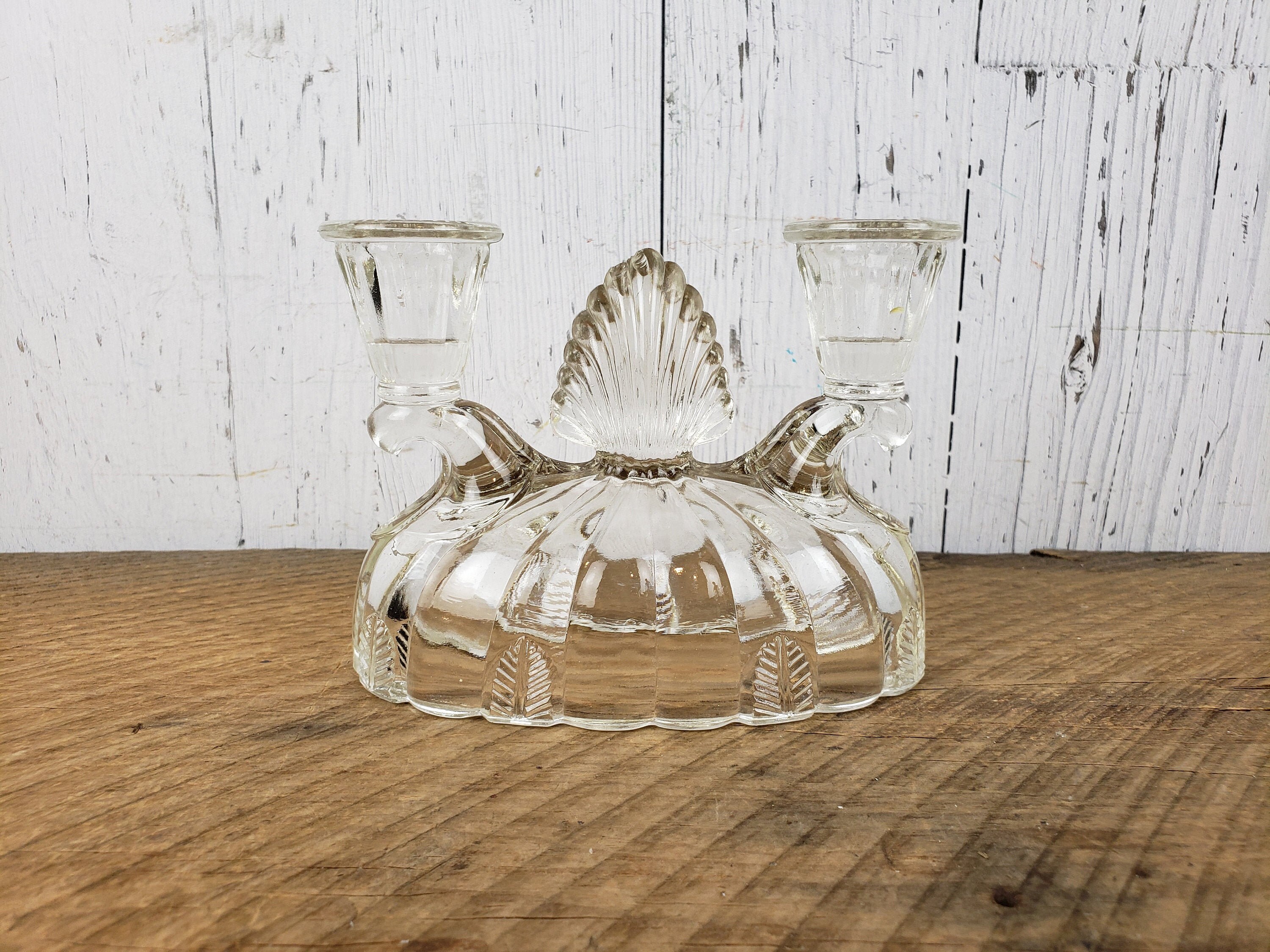 Vintage Depression Glass Candelabra 4.5 High Double Etsy