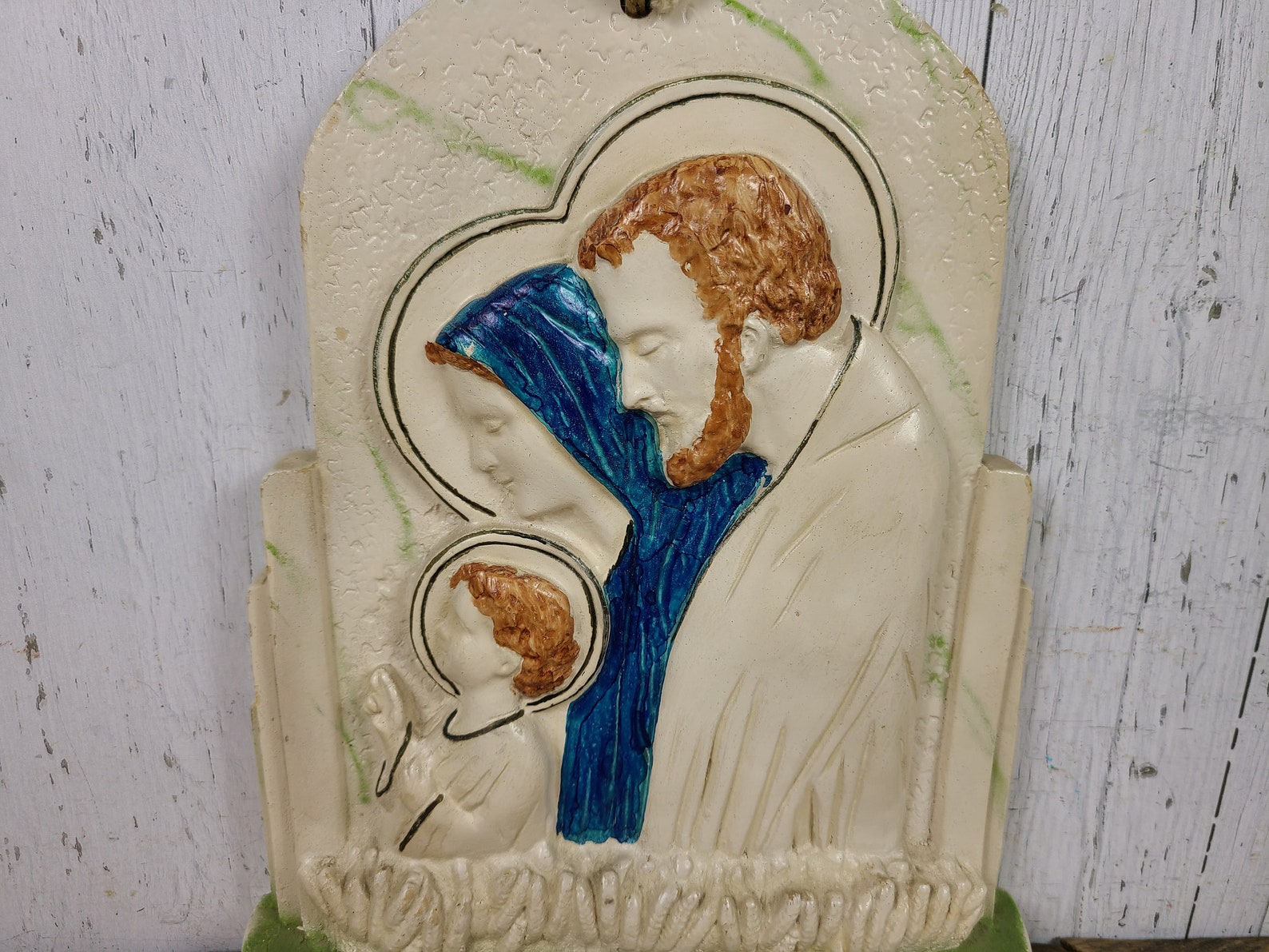 Vintage St Anne De Beaupre Souvenir Holy Family Chalkware Wall Etsy