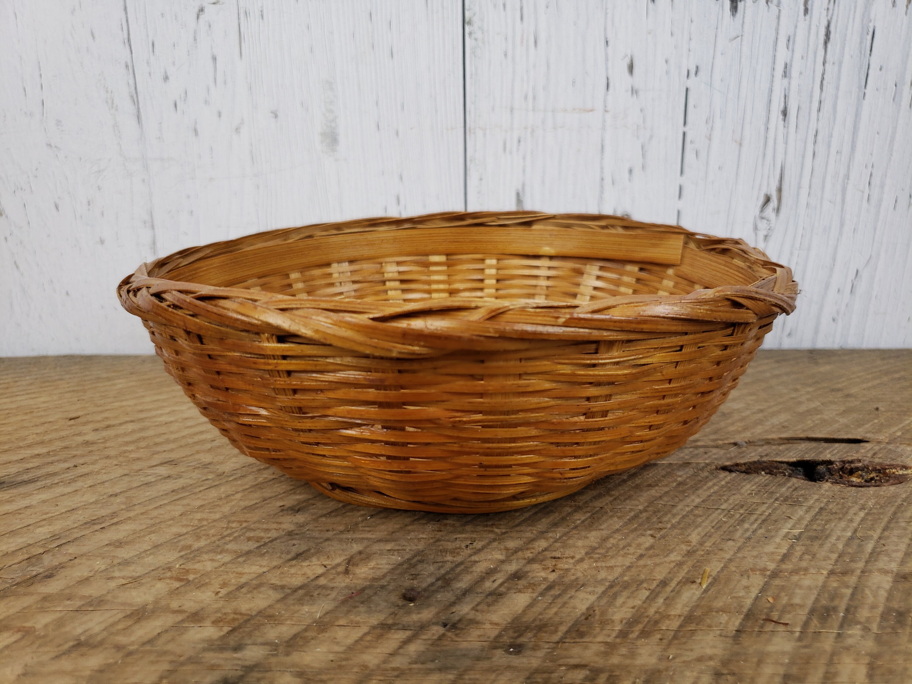 Vintage Round Wicker Storage Basket 3 High x 8 Etsy