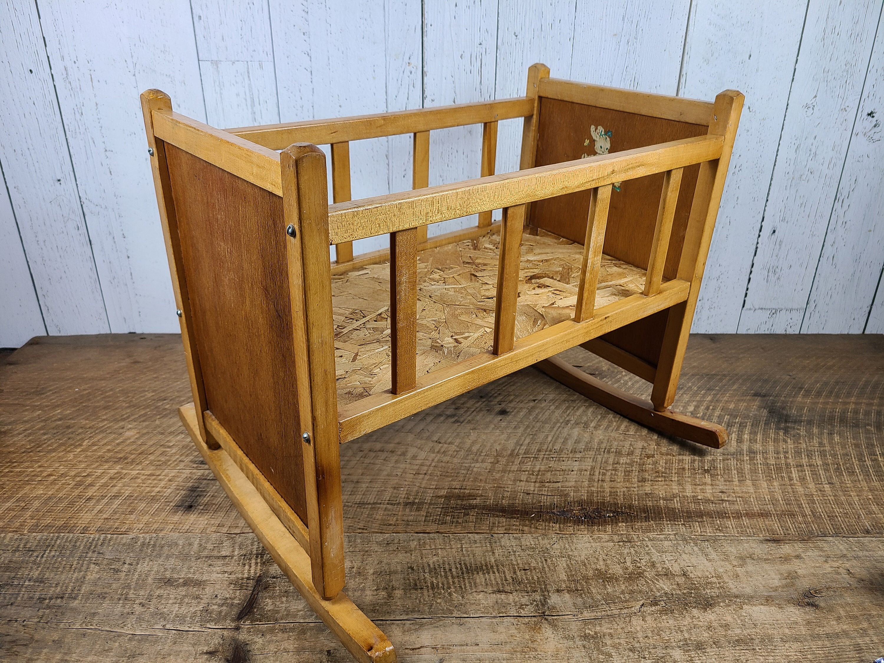 Vintage Baby Cradle Wood Rocking Child Furniture Wooden Cottage Chic  Farmhouse Nursery Decor Decorative Retro Prop Gift for Favorite Doll -   Finland