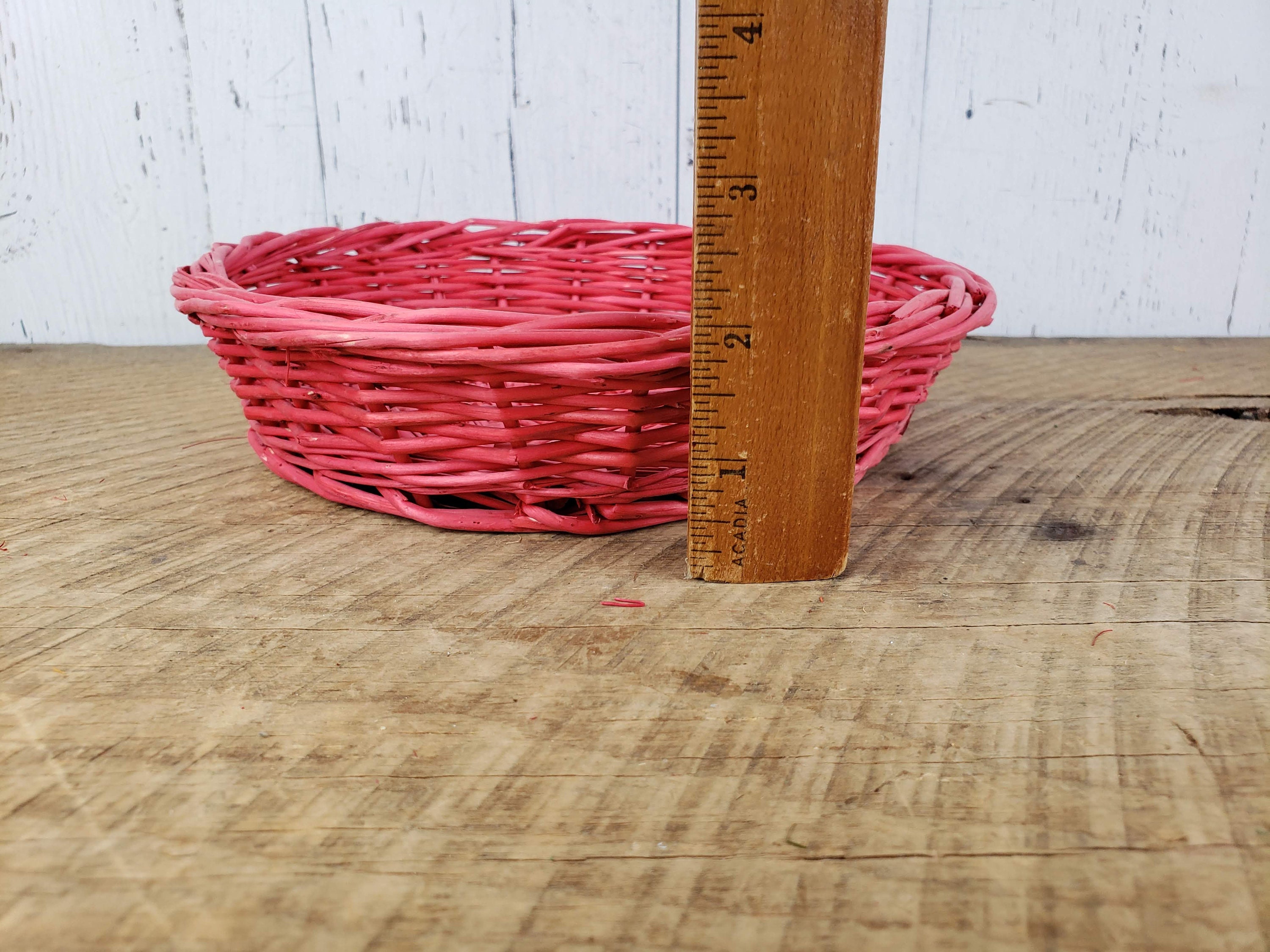 Vintage Red Wicker Storage Basket 2 High x 9 Wide Etsy