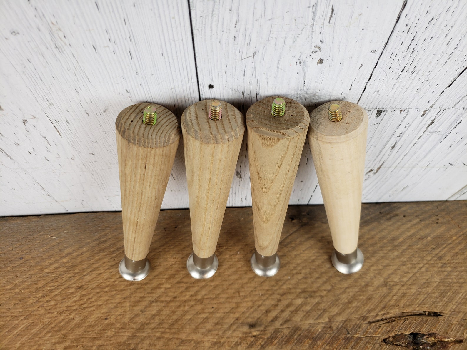Vintage Set of 4 MCM Wooden Tapered Furniture Legs Wood Etsy