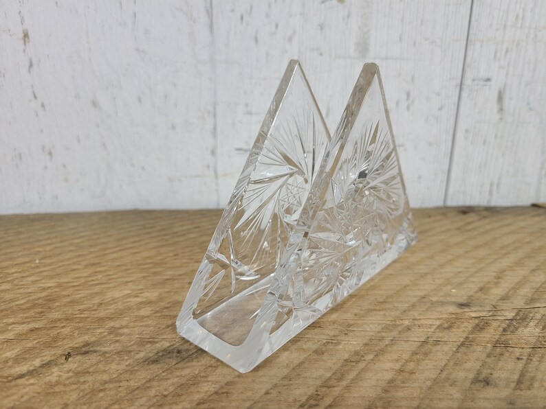 Vintage Triangle Crystal Napkin or Letter Holder Pinwheel Star Etsy