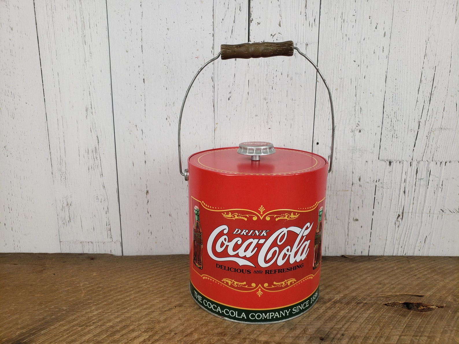 Vintage Coca Cola Ice Bucket Coke Red Metal & Plastic Soft Etsy