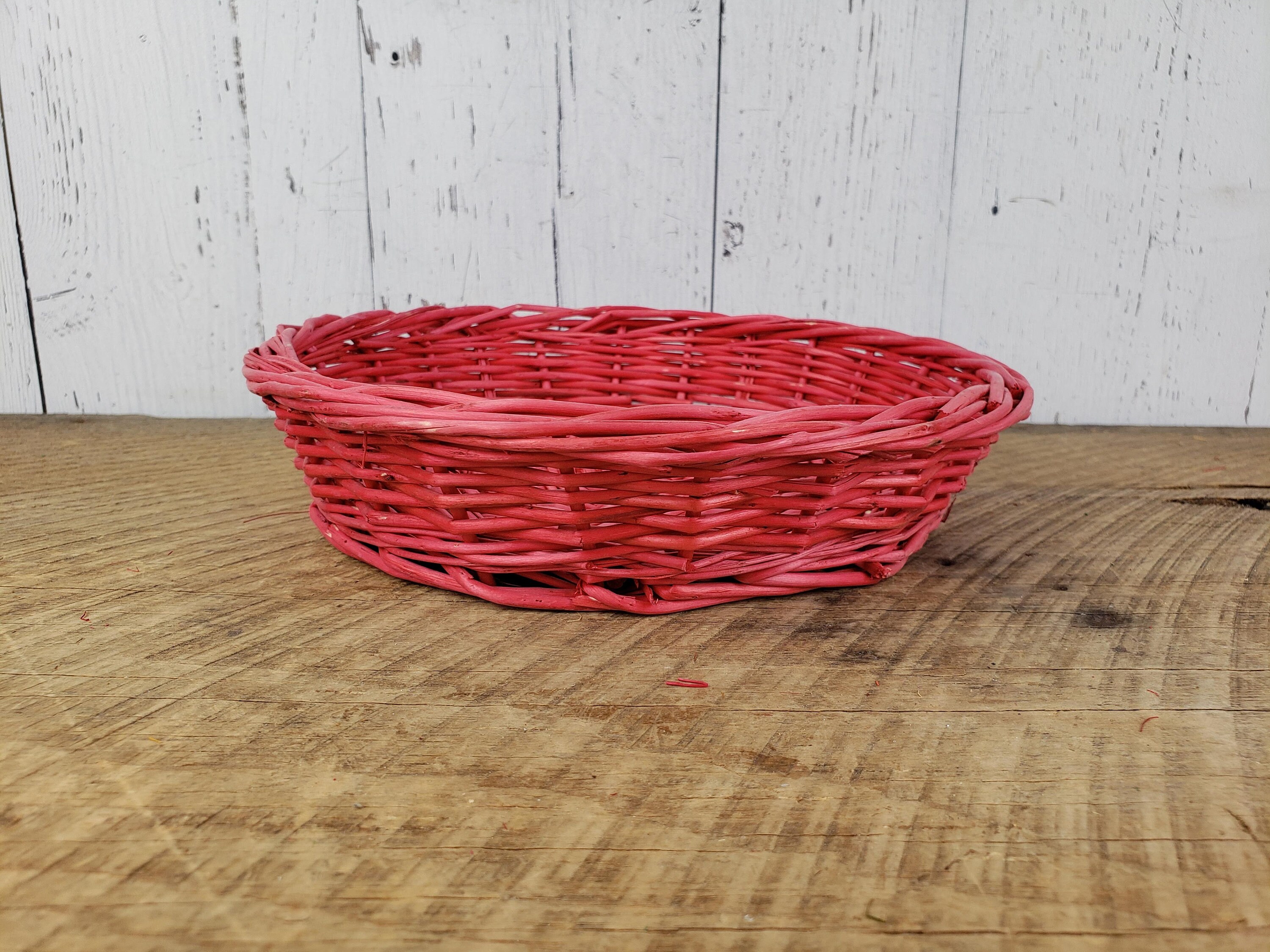 Vintage Red Wicker Storage Basket 2 High x 9 Wide Etsy