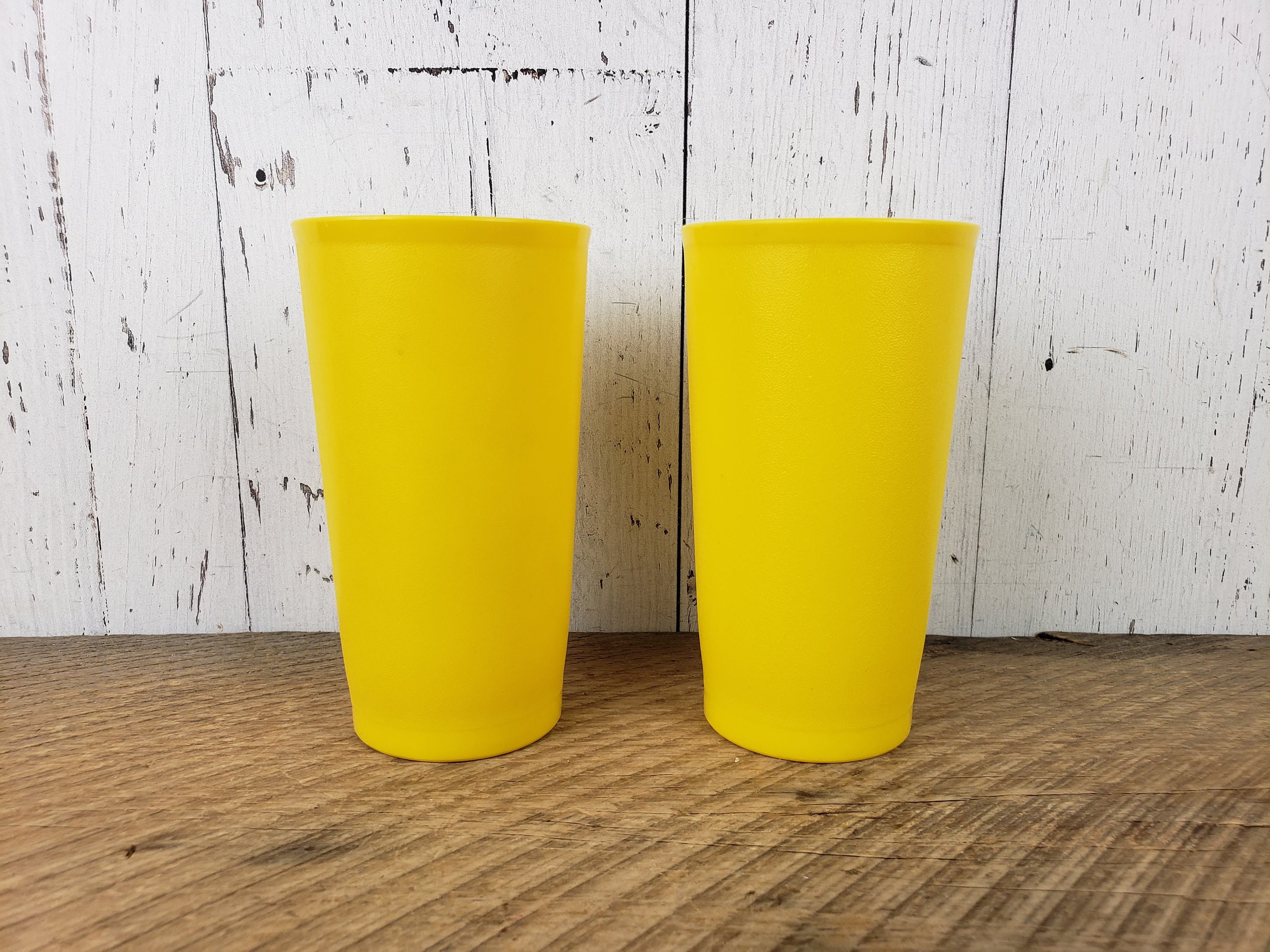 4 Vintage Tupperware Tumblers Tall Cups Glasses Plastic Tupper Ware Storage  Container 873 Large Stacking Yellow 70s Wedding Gift Kitchen 