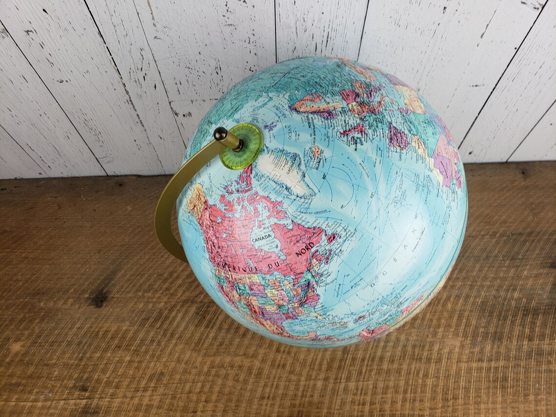 Vintage Desk Globe World 12 in French Raised Relief Etsy