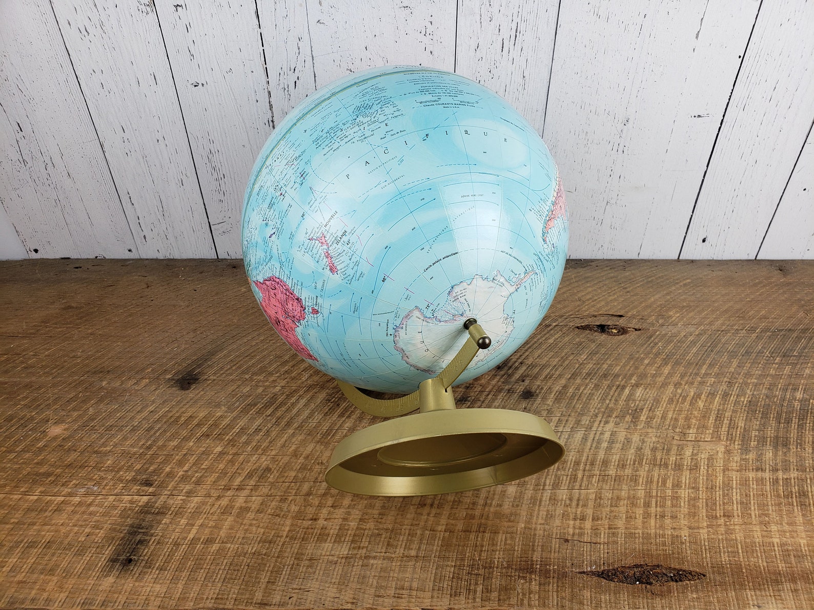 Vintage Desk Globe World 12 in French Raised Relief Etsy