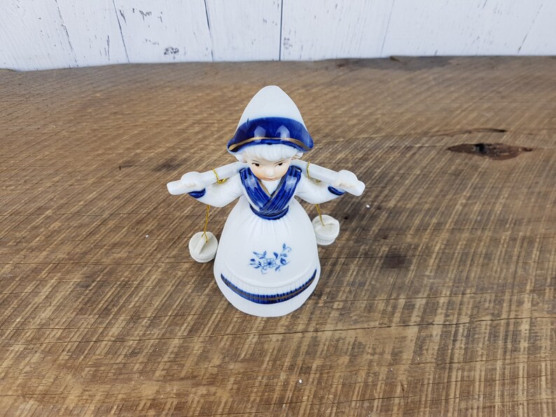Vintage Delft Blue Bisque Figurine Dutch Milk Maid Statue | Etsy